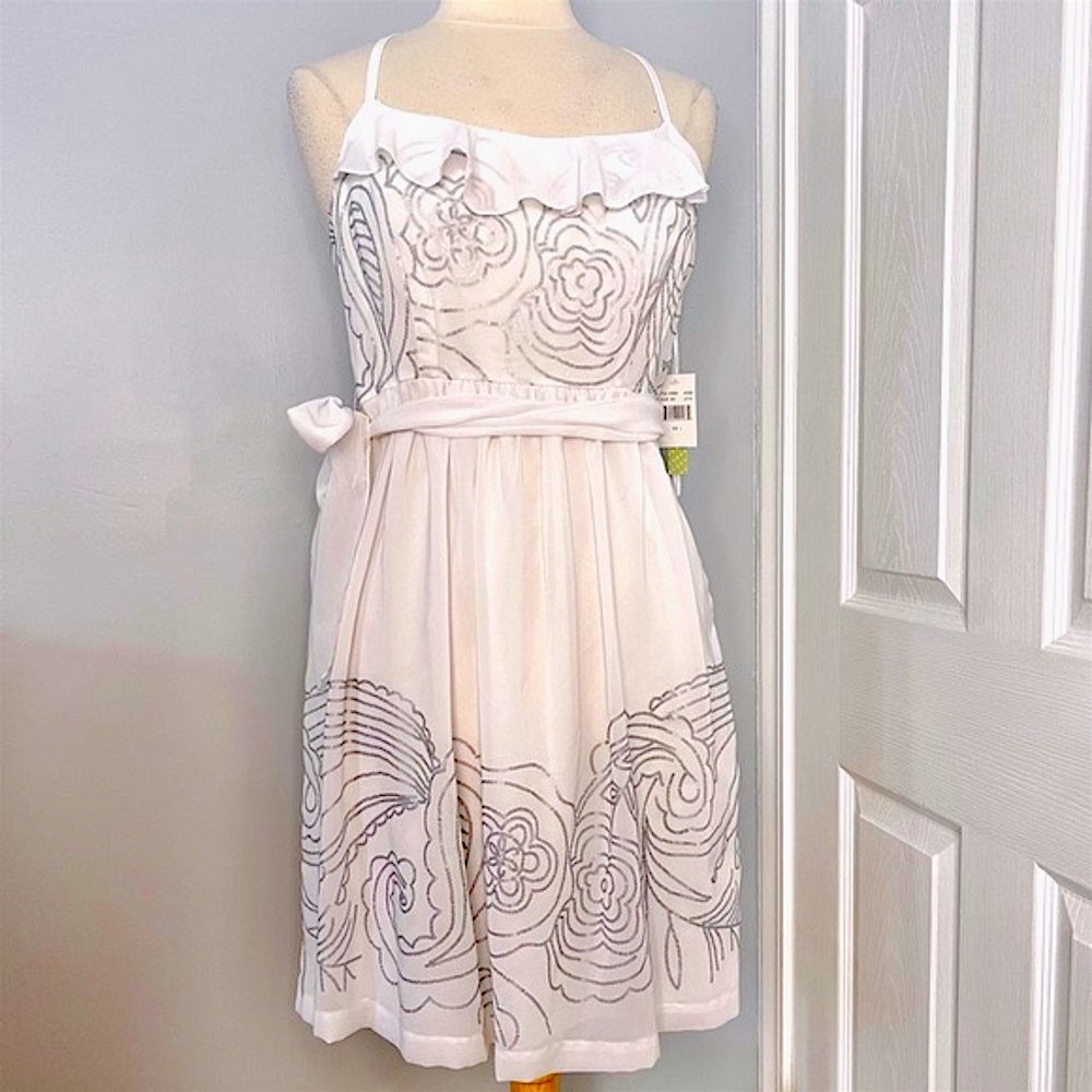White with Silver Sequin Dress